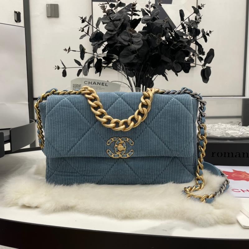 Chanel Handbags AS1161 Corduroy Blue